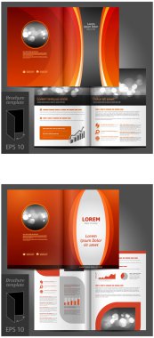 Kırmızı broşür şablonu Tasarım renkli yuvarlak elemanları.