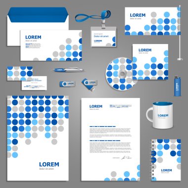 Mavi yuvarlak elemanları ile tasarım şablonu