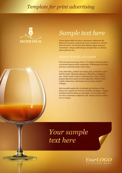 Şarap ile reklam için şablon — Stok Vektör