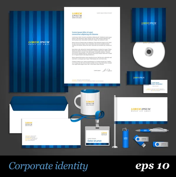 Modelo de identidade corporativa azul . — Vetor de Stock