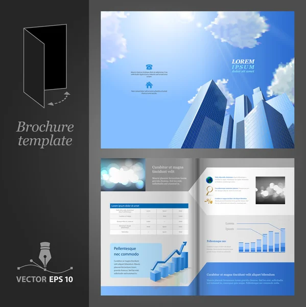Brochure template design. Modern business center.