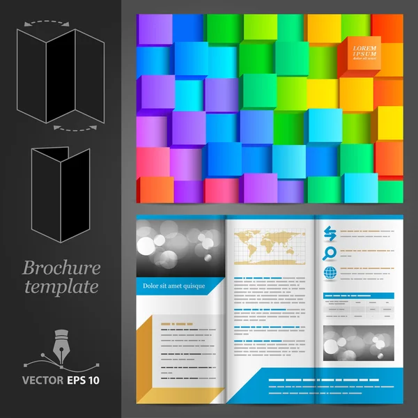 Brochure template design with color cubes — ストックベクタ