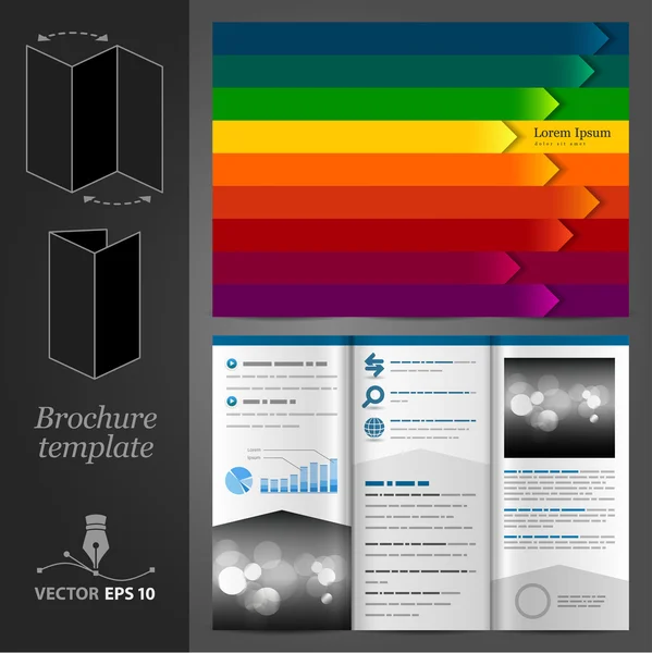 Desenho de modelo de brochura de cores com setas —  Vetores de Stock