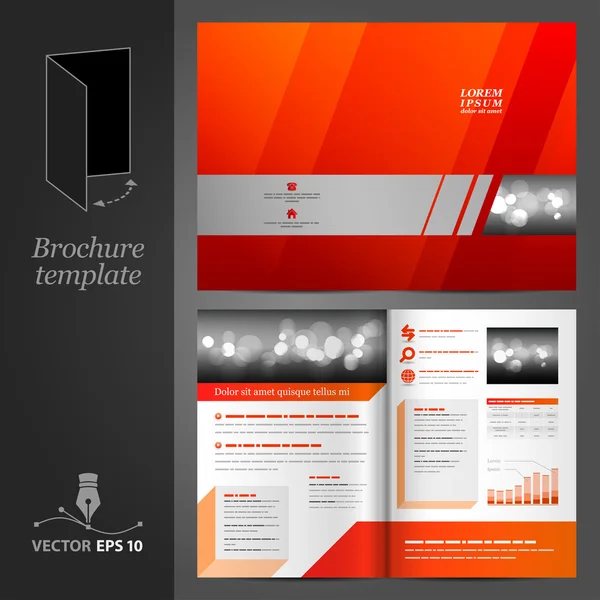 Design modello brochure rosso — Vettoriale Stock