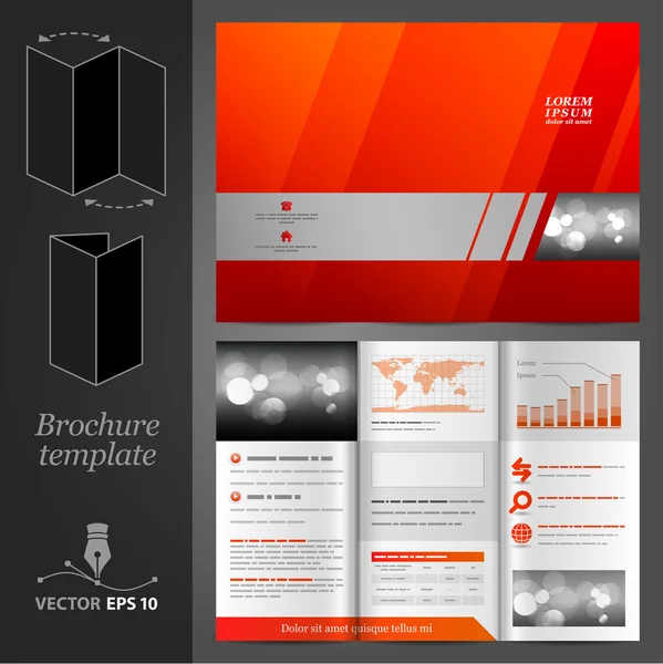 Desenho de modelo de brochura vermelha —  Vetores de Stock