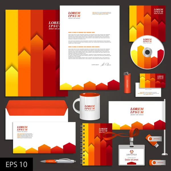 Red corporate identity template — Stock Vector