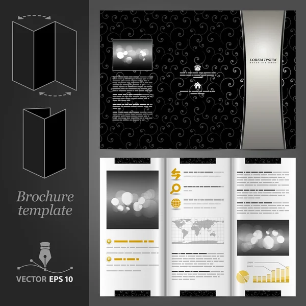 Diseño de plantilla de folleto negro — Archivo Imágenes Vectoriales