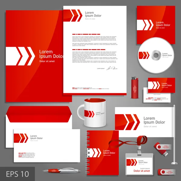 Red corporate identity template — Stock Vector