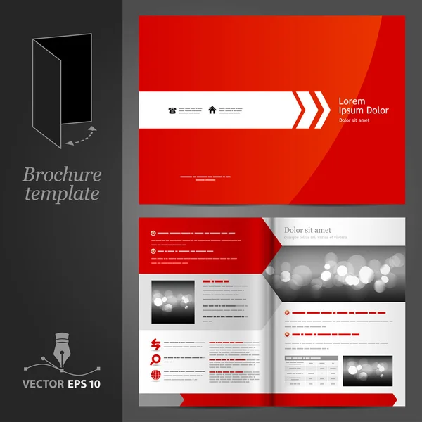Red brochure template design — Stock Vector