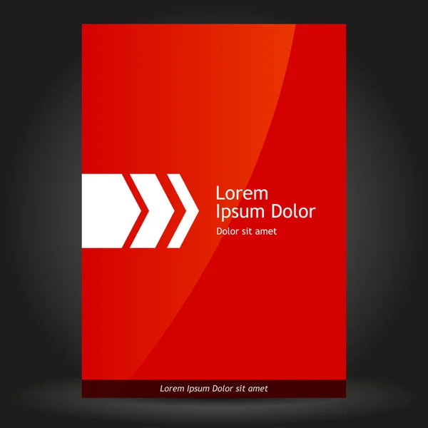 Rode brochure sjabloonontwerp met witte pijl — Stockvector