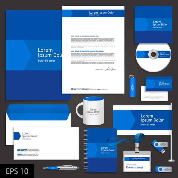 Blå företagsidentitet mall med runda element. — Stock vektor