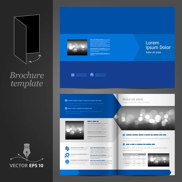 Blue brochure template design. — Stock Vector