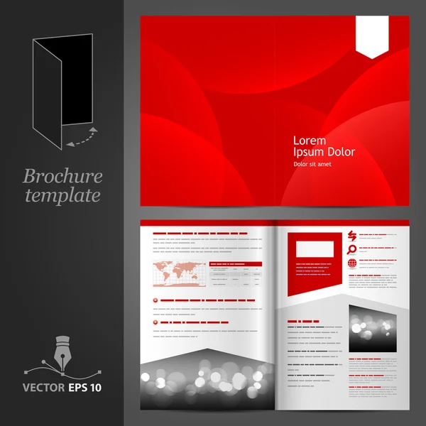 Red brochure template design with white stripes. — Stock Vector