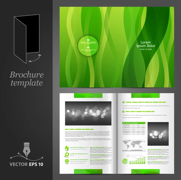 Green brochure template design — Stock Vector