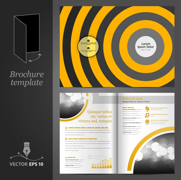 Oranje brochure sjabloonontwerp met ronde elementen. — Stockvector