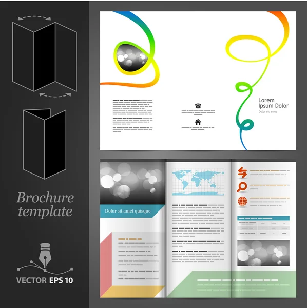 Brochure template design with color art elements. — Stock Vector