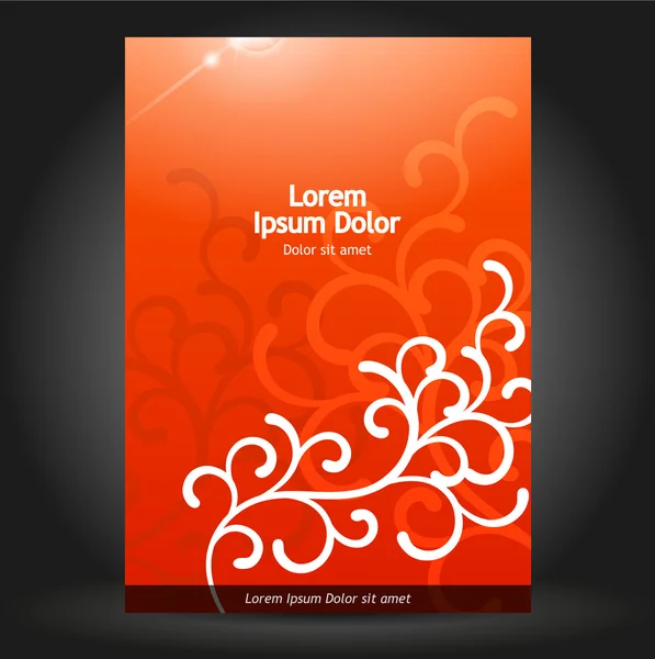 Červená brožura obalový design s květinové prvky. — Stockový vektor