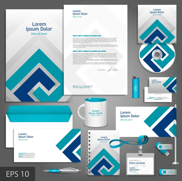 Corporate identity template with blue elements — Stock Vector