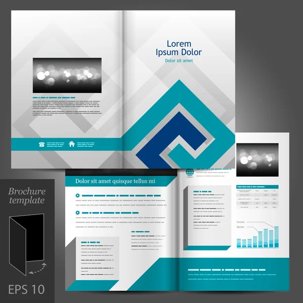 Návrh šablony brožura s modrými prvky. — Stockový vektor