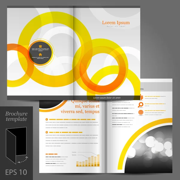 Modèle de brochure blanc avec motif orange — Image vectorielle