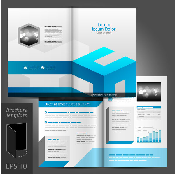 Белый шаблон брошюры с голубыми элементами
.