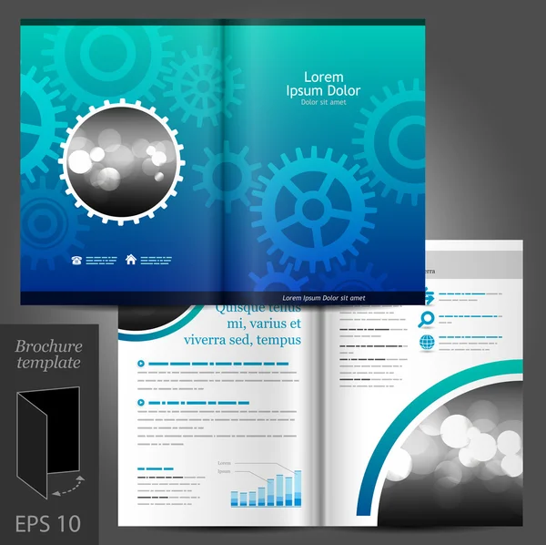 Modelo de design azul brochura com dentadas — Stockový vektor