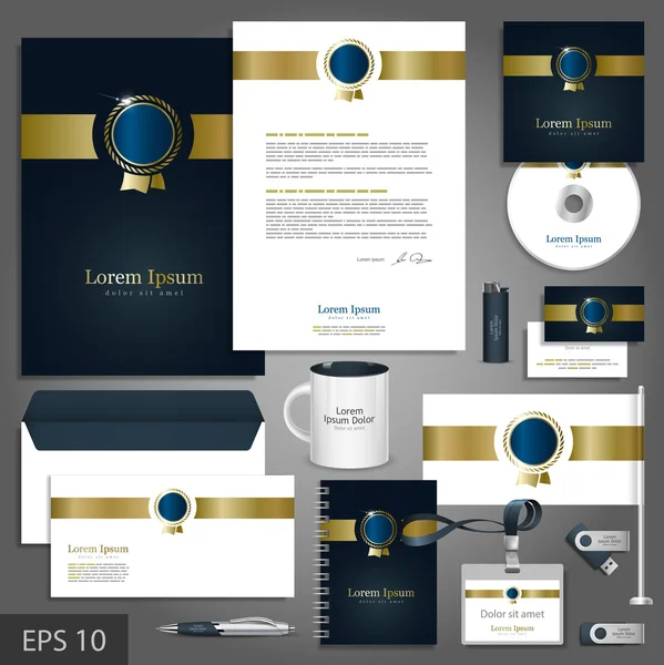 Corporate identity template with golden element — Stock Vector