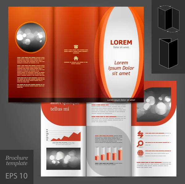 Modello di brochure rossa con elementi rotondi a colori . — Vettoriale Stock