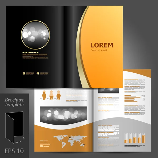 Broschüren-Template-Design mit goldenen Elementen — Stockvektor