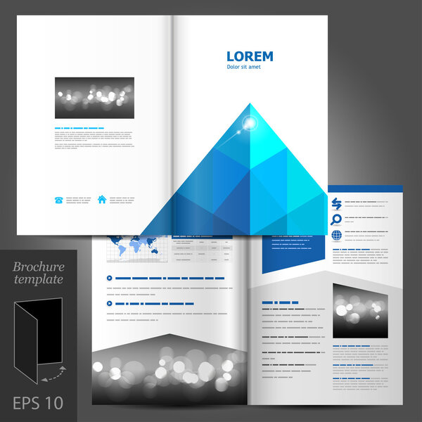 Дизайн брошюры с голубой пирамидой
