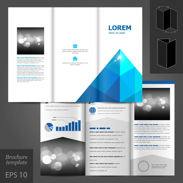 Modèle de brochure design avec pyramide bleue — Image vectorielle