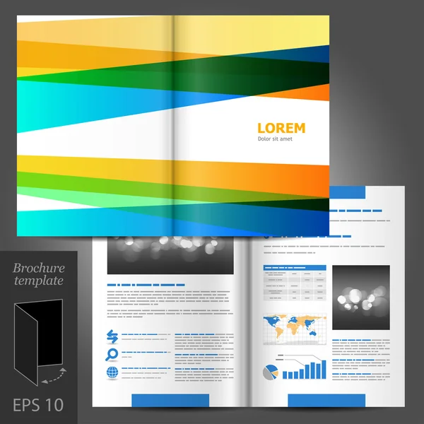 Modèle de brochure avec des rayures de couleur — Image vectorielle