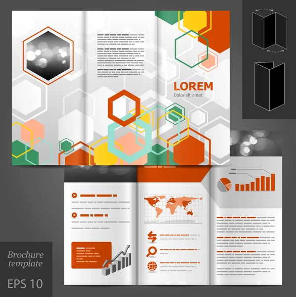 Brochure template design with honeycomb — Stock Vector