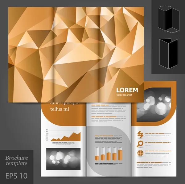 Modèle de brochure avec éléments en papier origami — Image vectorielle