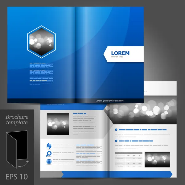 Blue brochure template design — Stock Vector