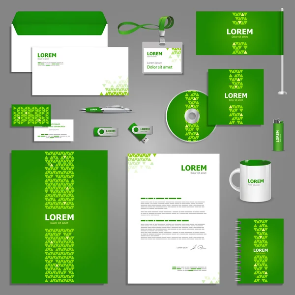 Design modello di cancelleria verde — Vettoriale Stock