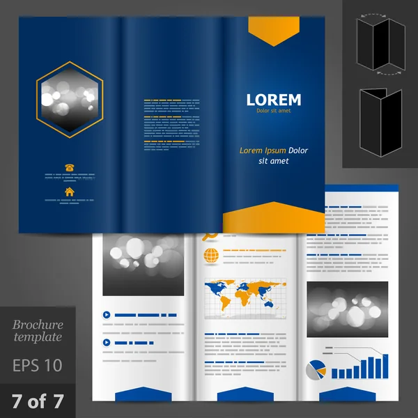 Desenho de modelo de brochura azul —  Vetores de Stock