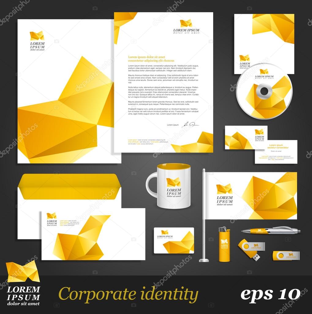 Template with yellow origami elements.