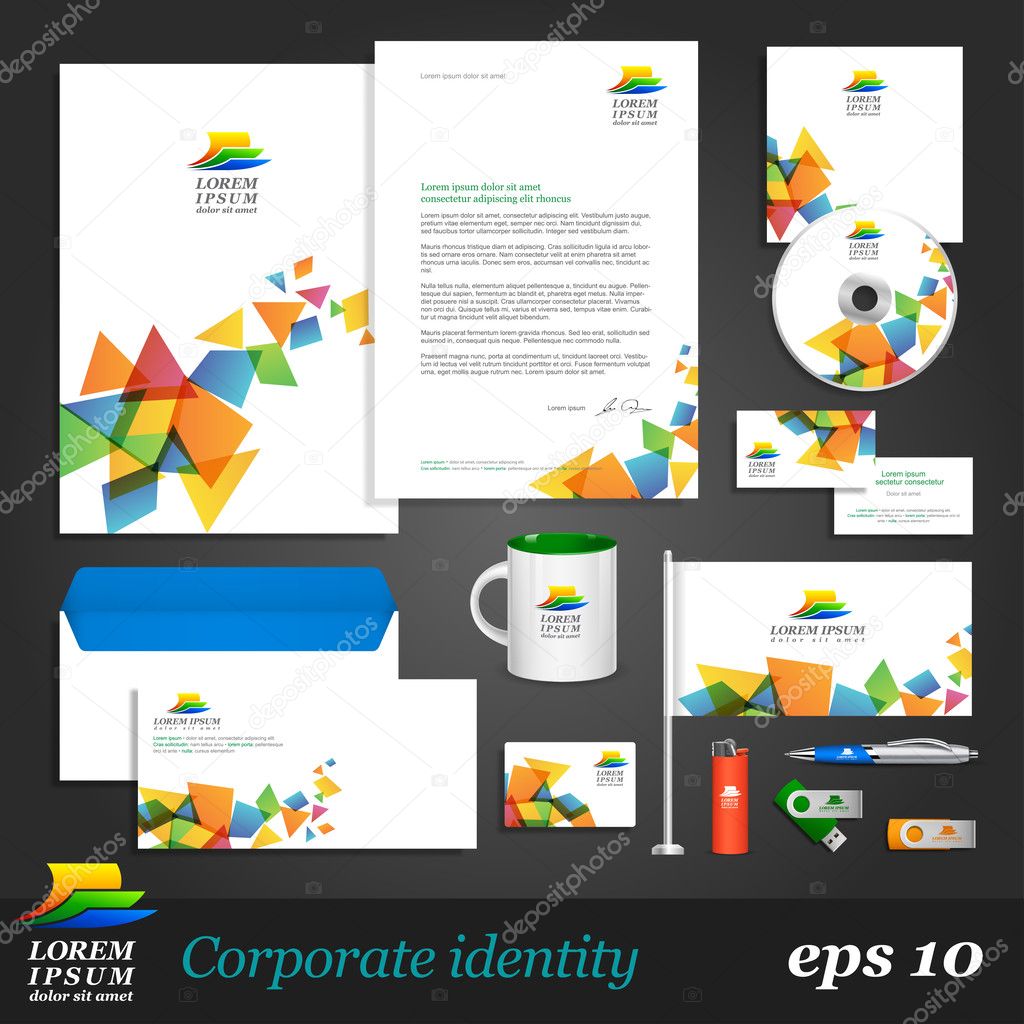 Corporate identity template with color elements