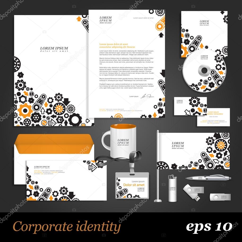 Corporate identity template with cogwheels