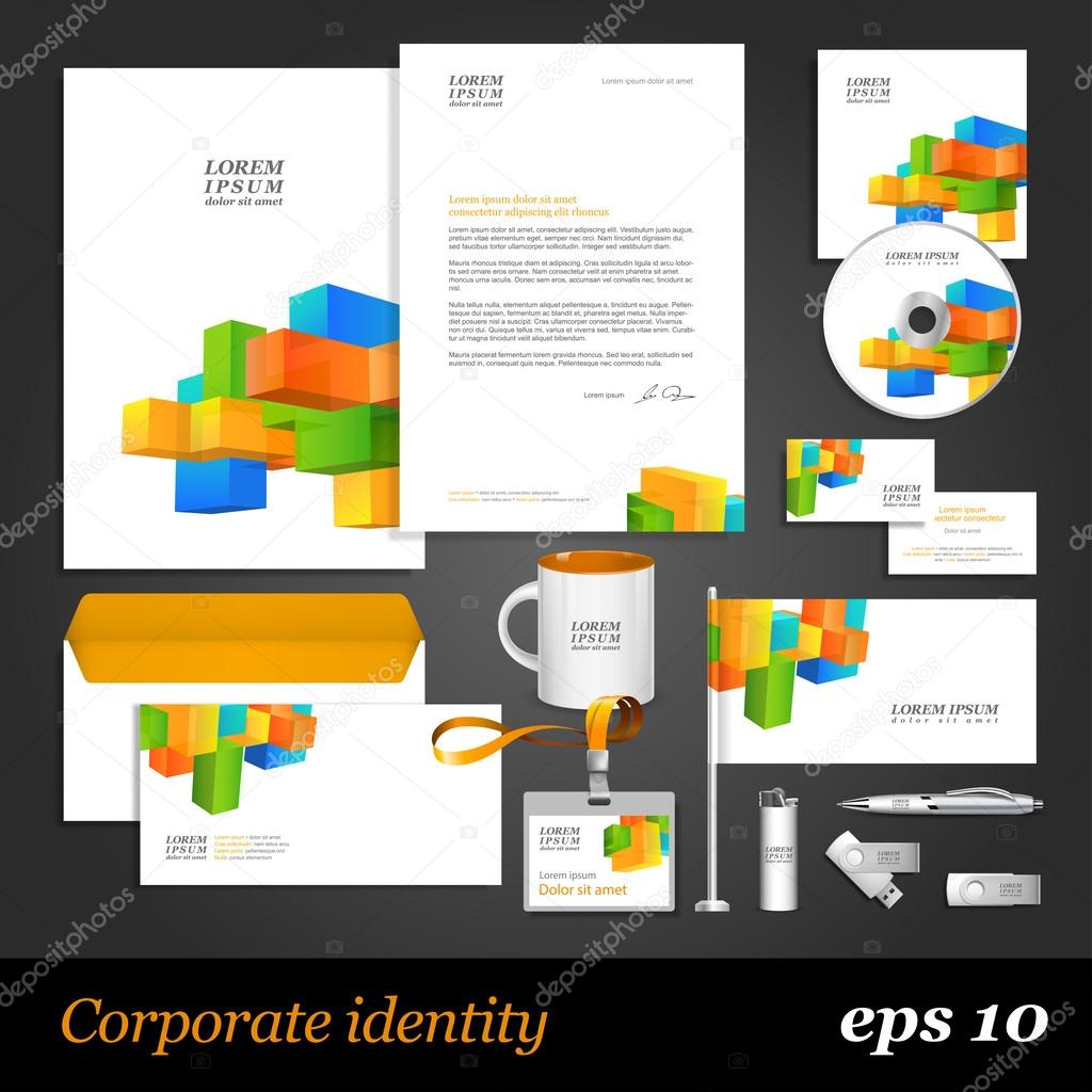 Corporate identity template with color cubes