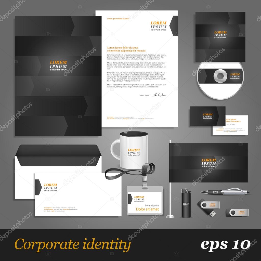Grey corporate identity template with arrows.