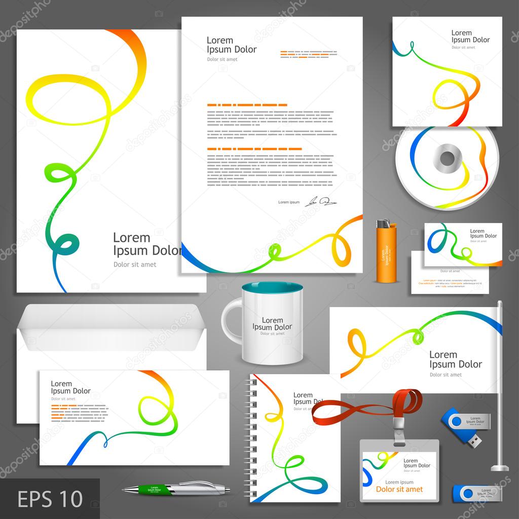 Corporate identity template with color elements.