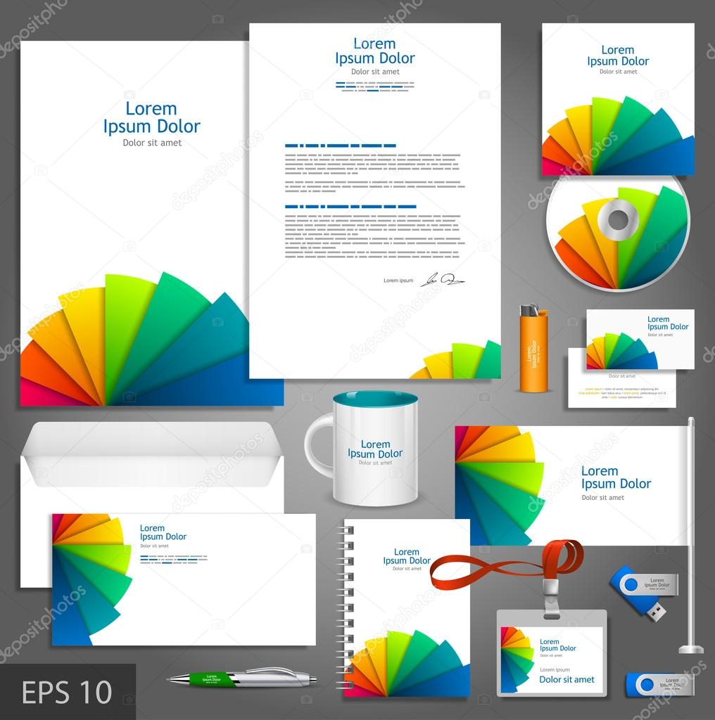 Brochure template design with color art elements.