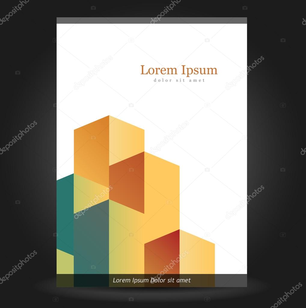 Brochure cover design with cube elements.