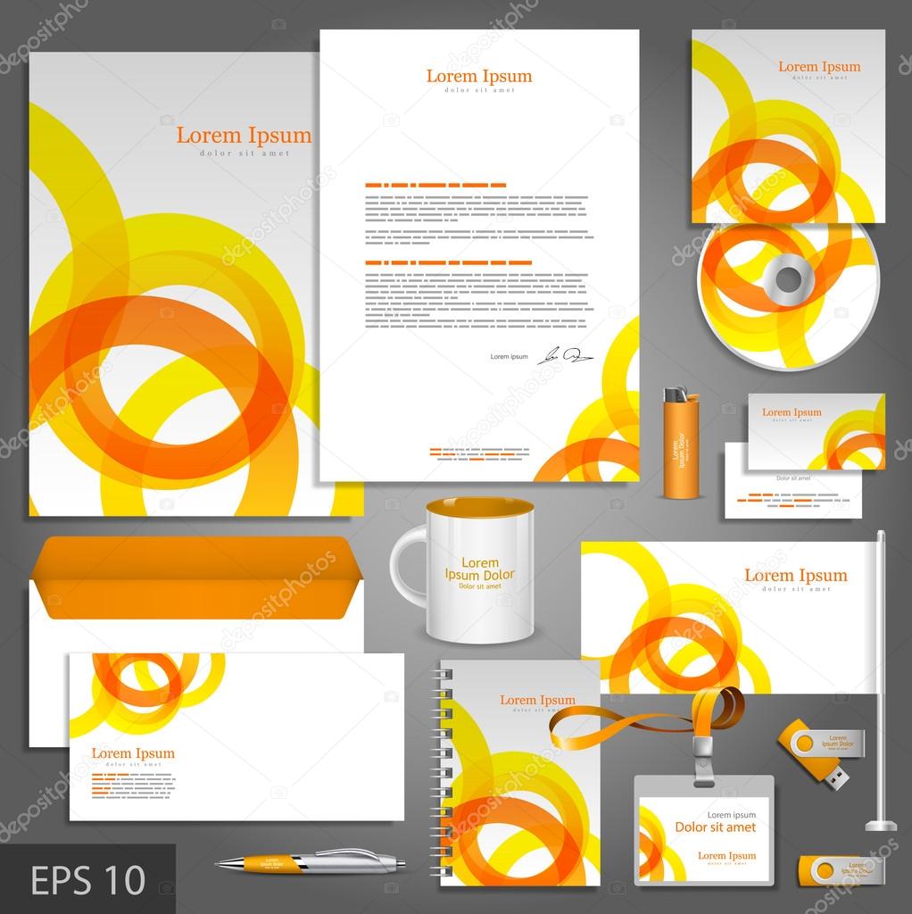Corporate identity template with orange