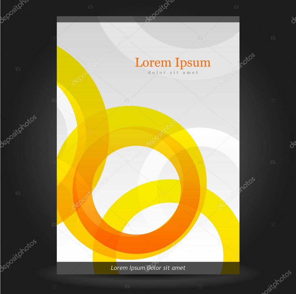 White brochure cover design with orange