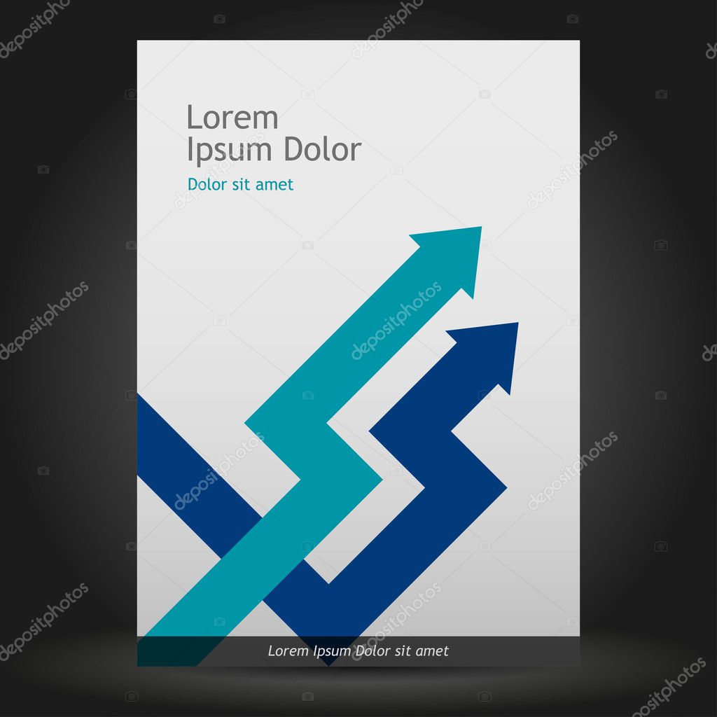Brochure cover design with blue arrows.