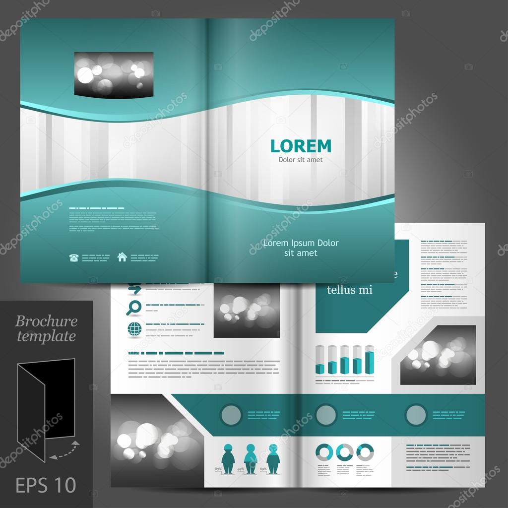 Brochure template design with waves and stripes.