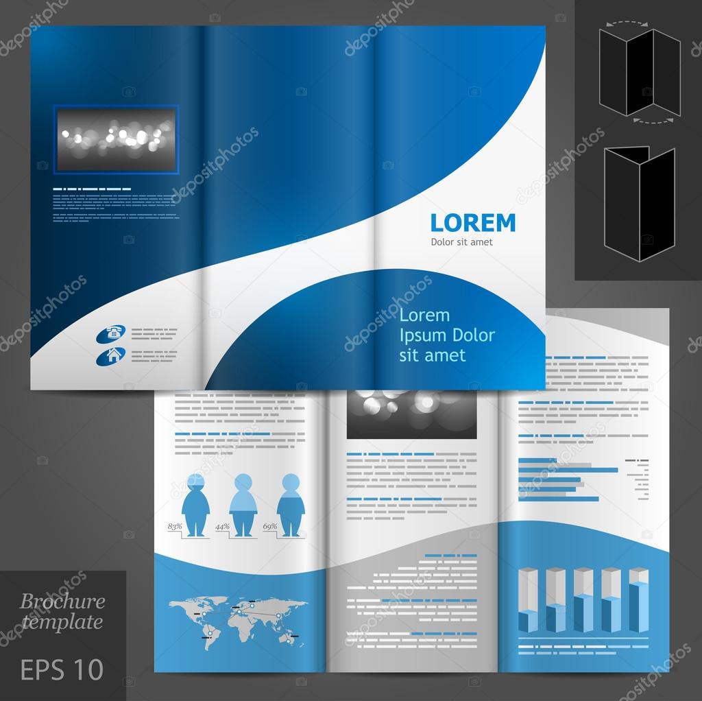 Blue brochure template design.